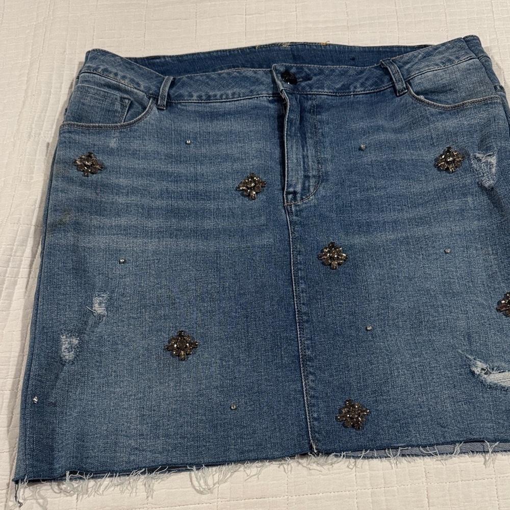 Embellished Denim Skirt
